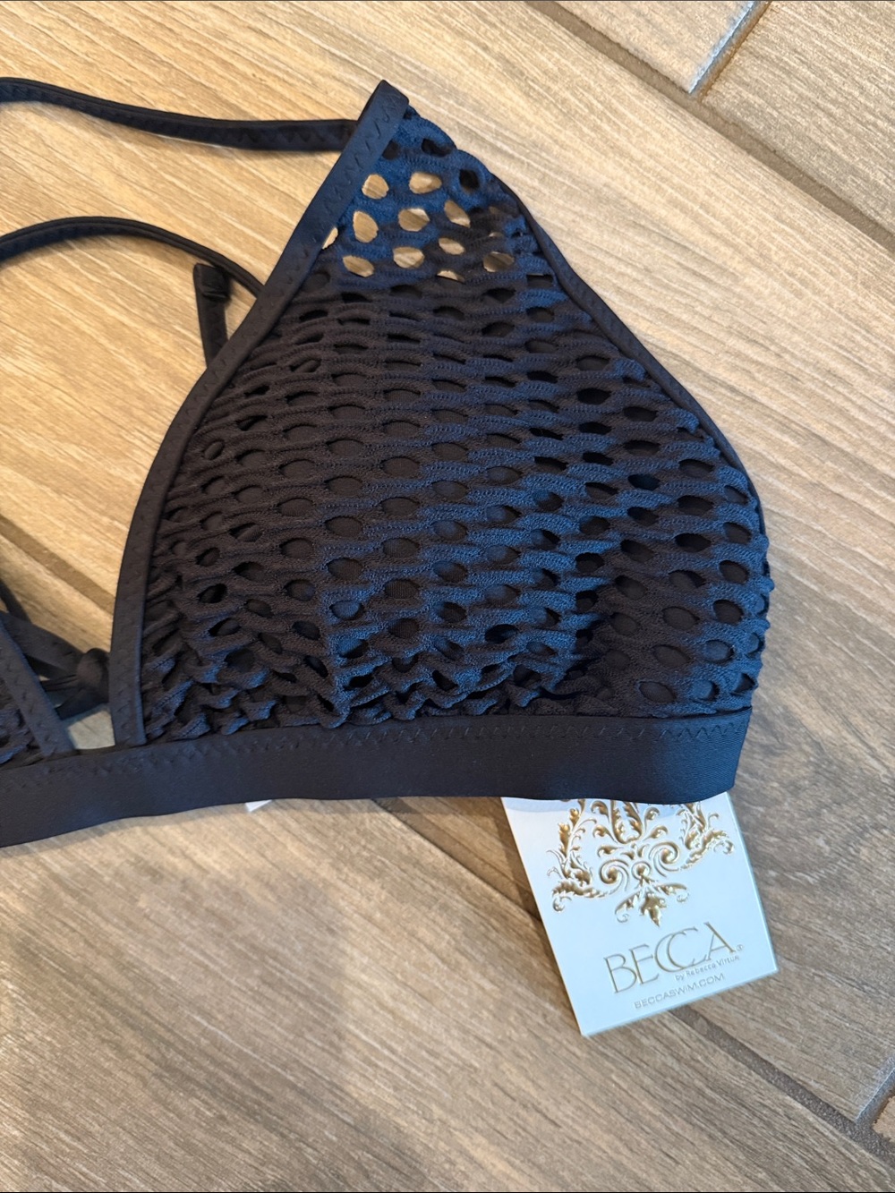NWT BECCA Black Textured Triangle Bikini Top - Picture 6 of 8